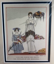 1913 George Barbier VOICI DES FLEURS Bon Ton Pochoir picture
