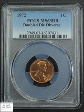 1972 Doubled Die Obverse DDO Red-Brown Lincoln Memorial Cent 1C PCGS MS 63 RB picture