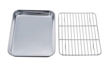 TeamFar Toaster Oven Tray and Rack Set, 9.3’’ x 7’’ x 9.3 x 7 x 1inch, Silver picture
