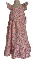 Tahari Girl Dress Short Ruffle Cap Sleeves Midi Sz 5 Pink Floral picture