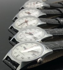 NEW From OLD STOCK Timex Men's Manual Wind RED seconds Date Watch Leather Band picture