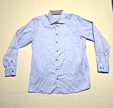 ETON Contemporary Twill Easy Care Blue Solid Dress Shirt 17.5 34/35 picture