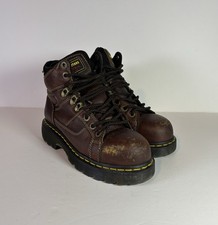 Dr. Doc Martens Boots Men’s 6 L 7 Brown Industrial Steel Toe Safety Work DM229 picture