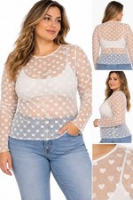 Torrid White Sheer Mesh Heart Long Sleeve Top Size 2 NWT Coquette Romantic picture