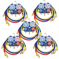 5X  HVAC A/C Air Refrigeration Kit AC Manifold Gauge Set Brass R134A R410A R22 picture