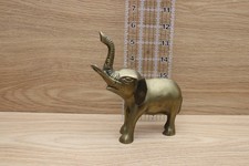 Vintage Solid Brass Elephant Figurine Trunk Up Good Luck Statue 5.75in picture