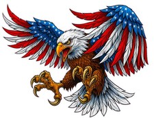 Soaring American Flag Attack Bald Eagle Wings Decal 24