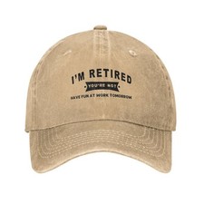 I'M RETIRED Funny Graphic Baseball Cap Unisex Washed Adjustable Sun Hat Casual picture
