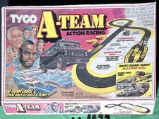 Vintage Tyco A-Team Action Racing, HO Slot Car Set. Extended Track Included. picture