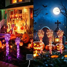 Halloween Decorations Outdoor, 5Pcs Solar Lighted Skeleton Arm Stakes ，7 Modes，q picture