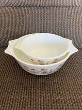 Set Of 2 Vintage Pyrex England Woodland Country Autumn Casseroles Bowls FLAW picture