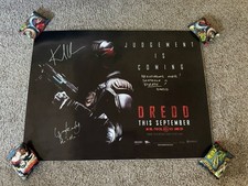 2012 Dredd UK Quad Original Movie Poster Signed By Karl Urban & Lena Headey picture