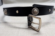 vintage HARLEY DAVIDSON buckle belt 36 spiked WILLIE G leather SKULLS motorcycle picture