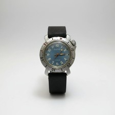Vintage Mechanical Watch Blue Dial Steel 1.34 in (34 mm) Case Military Style picture