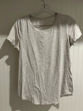Lululemon Love Crew Short Sleeve T-Shirt Light Gray & Cream Curved Hem Medium picture