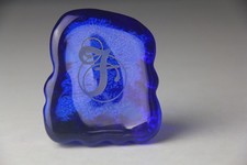 Fenton Cobalt Blue Dealer Logo Iceberg Paperweight Sign picture