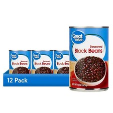 12 pack, Great Value Seasoned Black Beans, 15 oz Can. picture
