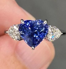 Rare 8.00 Ct Certified Heart Cut Blue Diamond Solitaire Ring in 925 Silver picture