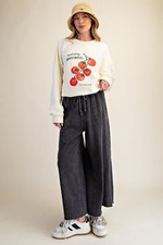 Easel Womens Washed Terry Knit Wide Pants picture