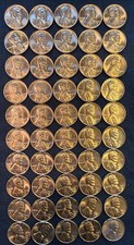 1957-D Lincoln Wheat Cents 50 Coin Roll UNC All 50 Shown #LW-08 picture