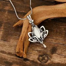 Unique Bohemian Lotus Gemstone Pendant Necklace Handcrafted Creative Jewelry picture