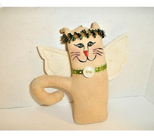 Handmade Angel Cat Ornament/ Glittered Wings picture