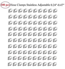 100pcs Adjustable Stainless Steel Drive Hose Clamp Fuel Line Worm Clip 1/4