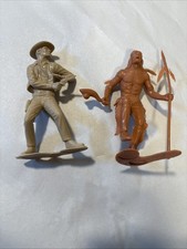 1964 Louis Marx Plastic Figures Lot Cowboy Gunslinger & Indian Warrior 6