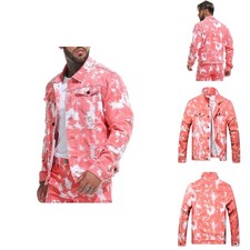 RANMCC Men's Stretch Vintage Washed Long Sleeve Denim Jacket (s, Peach3071) picture