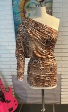 Torn by Ronny Kobo Hillary Leopard Dress Size S 90’s  Animal Print Mini Bodycon picture
