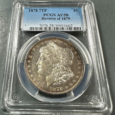 1878 $1 Morgan Silver Dollar, 7TF Reverse of 1879, PCGS AU58  (90712) picture