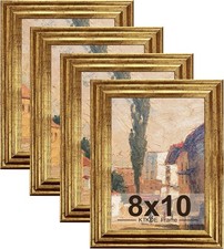 8x10 Picture Frame Set of 4, Ornate Vintage Gold Photo Frames with Real Glass 8 picture