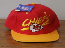 VINTAGE AJD KANSAS CITY CHIEFS SNAPBACK CAP - 1990s - EMBROIDERED SCRIPT LOGO picture