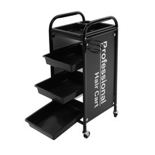 4-tier Salon Trolley Cart With Drawers On Wheels, Salon Spa Rolling Cart, Black picture