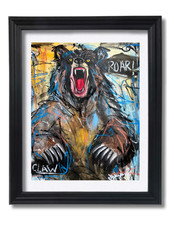 Guajardo Art Original 14x11 Neo Expressionist Roar Grizzly Bear Painting picture