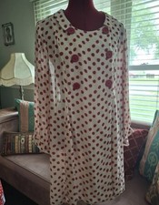 April Cornell Nellie Dot Swing Dress Coat Red Cream Medium Polka Dot picture
