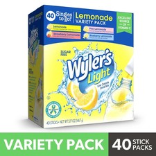 Wyler's Light Lemonade Powder Mix, Singles To Go Variety Pack, 4 Flavors, 40 Ct picture