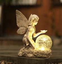 Garden Fairy 6”W X 13”H Ángel with solar light Spring Garden Decorations picture