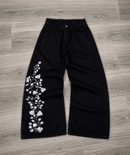 Unisex Y2K Vintage Floral Embroidered Retro Jeans – Black/White picture