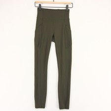 Lululemon Invigorate High-Rise Tight Leggings Womens 2 Dark Olive Pockets picture