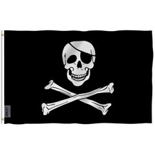 Anley Fly Breeze 3x5 Foot Jolly Roger Flag with Patch Pirate Flags Polyester picture