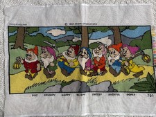 Vintage Walt Disney Seven Dwarfs Hand Stitched Needlepoint Tapestry Holland picture