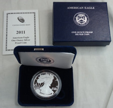2011-W Proof American Silver Eagle Dollar $1 Box & COA US Mint Bullion OGP picture