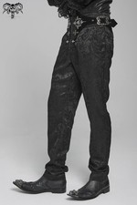 Devil Fashion Men Steampunk Jacquard Pants Black Goth Victorian Vintage Trousers picture