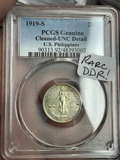 RARE DDR 1919 S Philippines 20c PCGS MS Details  Doubled Die Reverse picture
