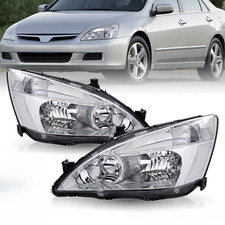 For 2003-2007 Honda Accord 2/4DR Chrome Headlights Clear Corner Lamps Left+Right picture