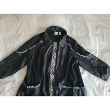 Zenergy by Chico's Black Zebra Print Trim Jacket Size 2 Lightweight Large picture