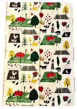 NOS Vintage Waverly Bonded Textile Fabric Farm Pigs Cows Prairie Americana picture