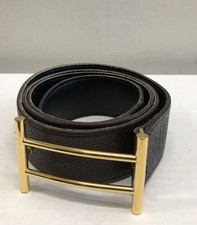 Hermes H-belt Silver Constance Black Brown Pebble Leather Size 90/36 B312 picture