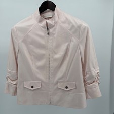 Chico's Pebbled Luxe Executive Jacket Blush Textured Structured Zip Front 0 NWT picture